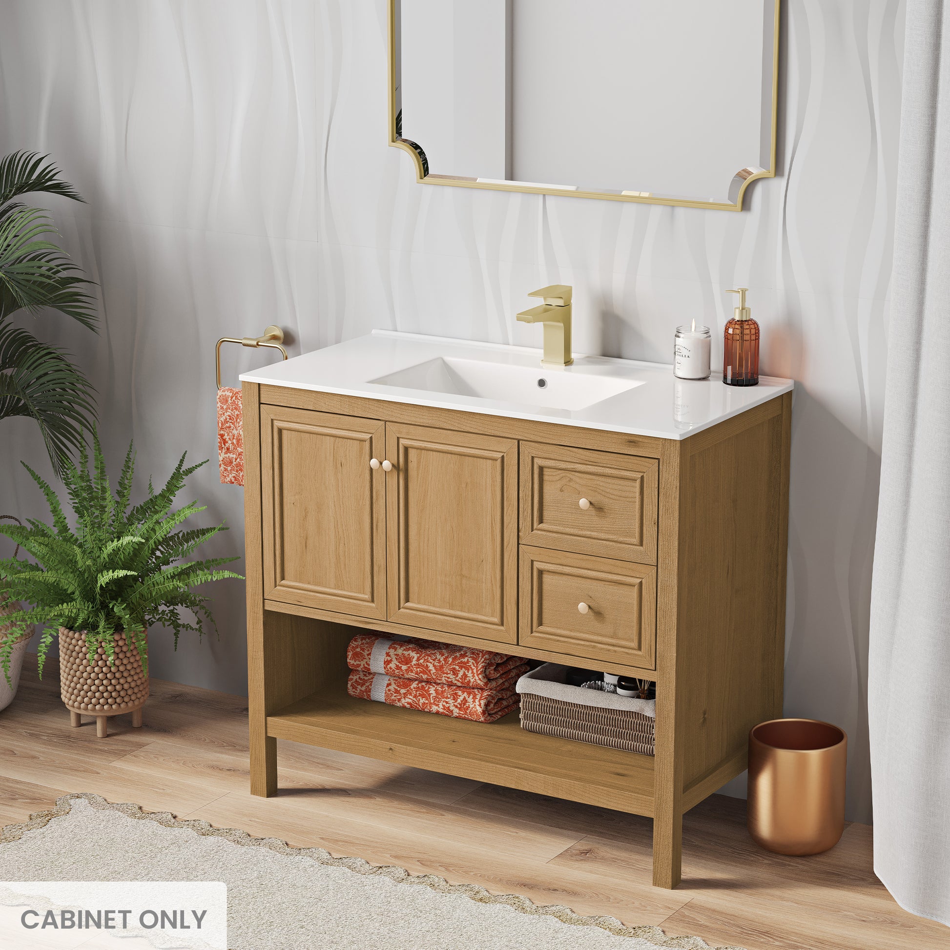 Swiss Madison Chateau 36-inch freestanding bathroom vanity in Golden Oak — view 2