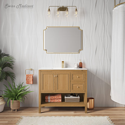 Swiss Madison Chateau 36-inch freestanding bathroom vanity in Golden Oak — view 6