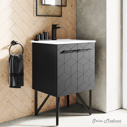 Swiss Madison, Annecy 24" Freestanding Bathroom Vanity in Phantom Black with Sink Top