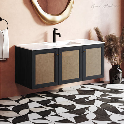 Swiss Madison, Classe 48" Wall-Mounted Bathroom Vanity in Black Oak