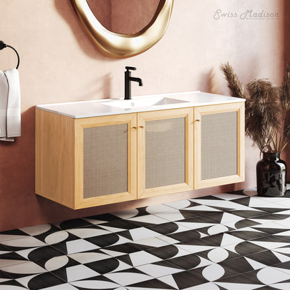 Swiss Madison, Classe 48" Wall-Mounted Bathroom Vanity in Natural Oak