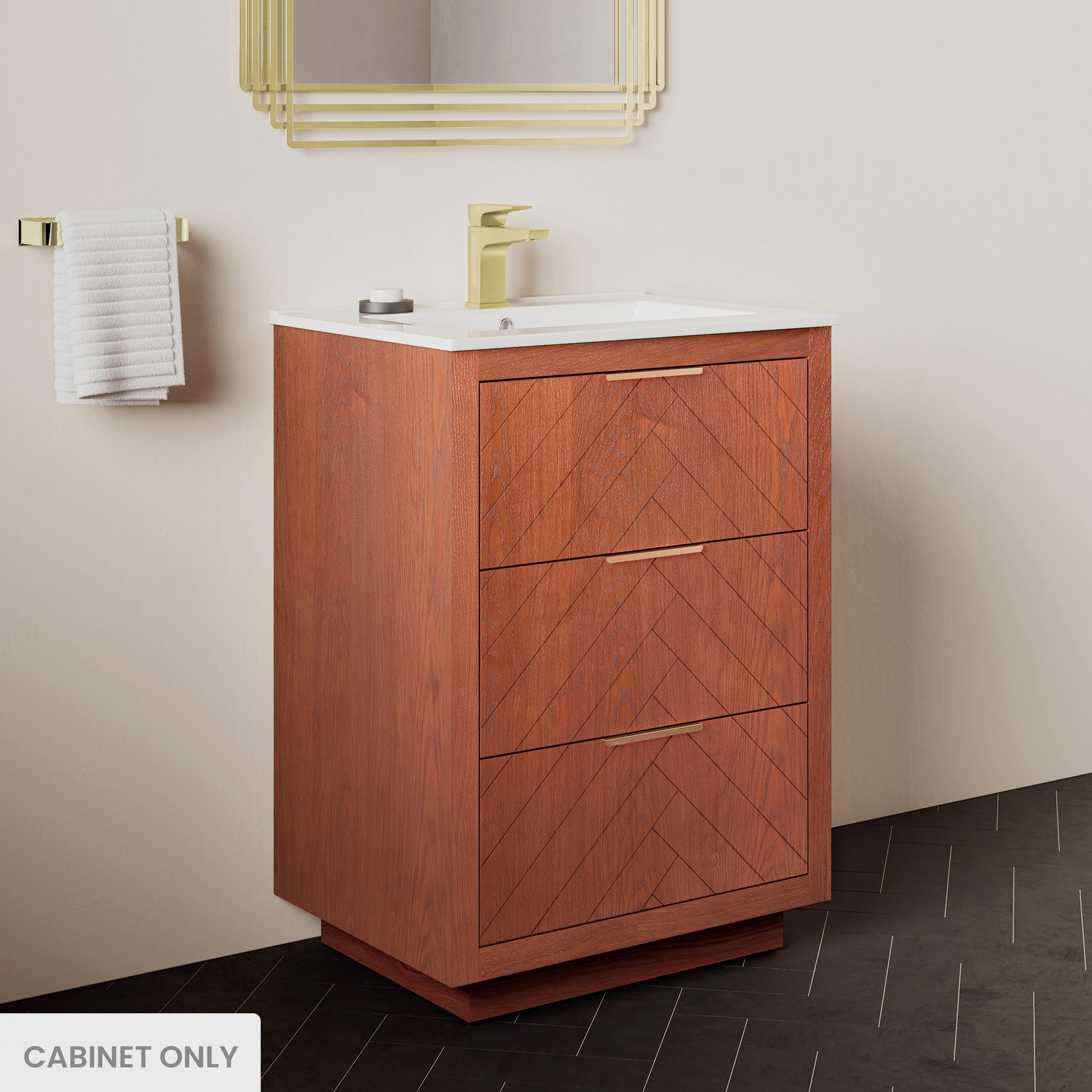 Swiss Madison Daxton 24-inch freestanding bathroom vanity in Brown Oak — view 2