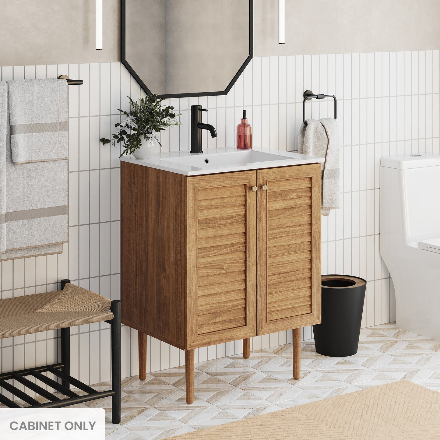 Swiss Madison, Bron 24" Freestanding Bathroom Vanity Cabinet without Top in Golden Oak