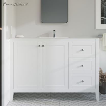 Swiss Madison, Cannes 48 Single, Two Doors, Three Drawers, Bathroom Vanity