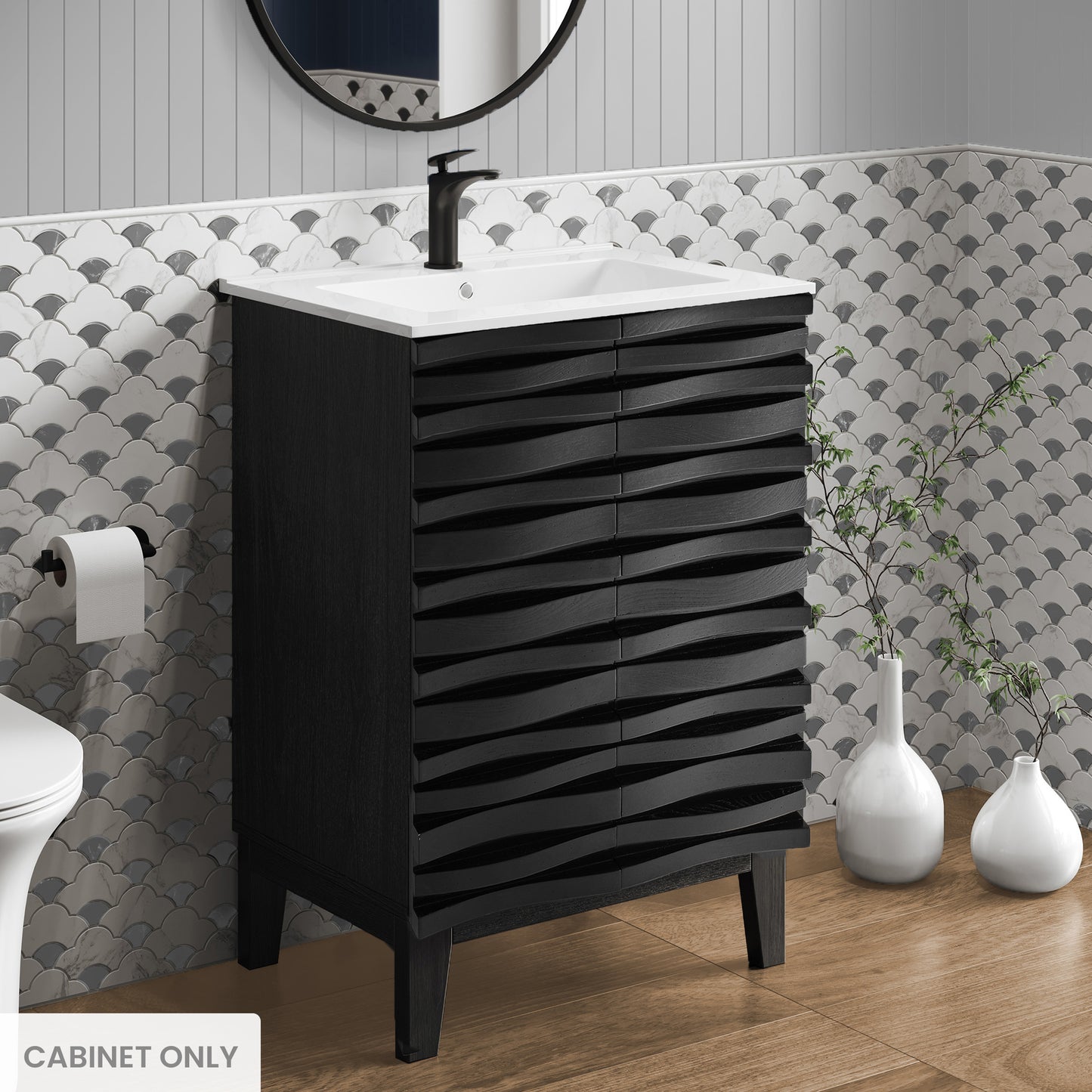 Swiss Madison, Cascade 24" Bathroom Vanity in Black Cabinet Only