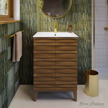 Swiss Madison, Cascade 24'' Bathroom Vanity in Brown Oak