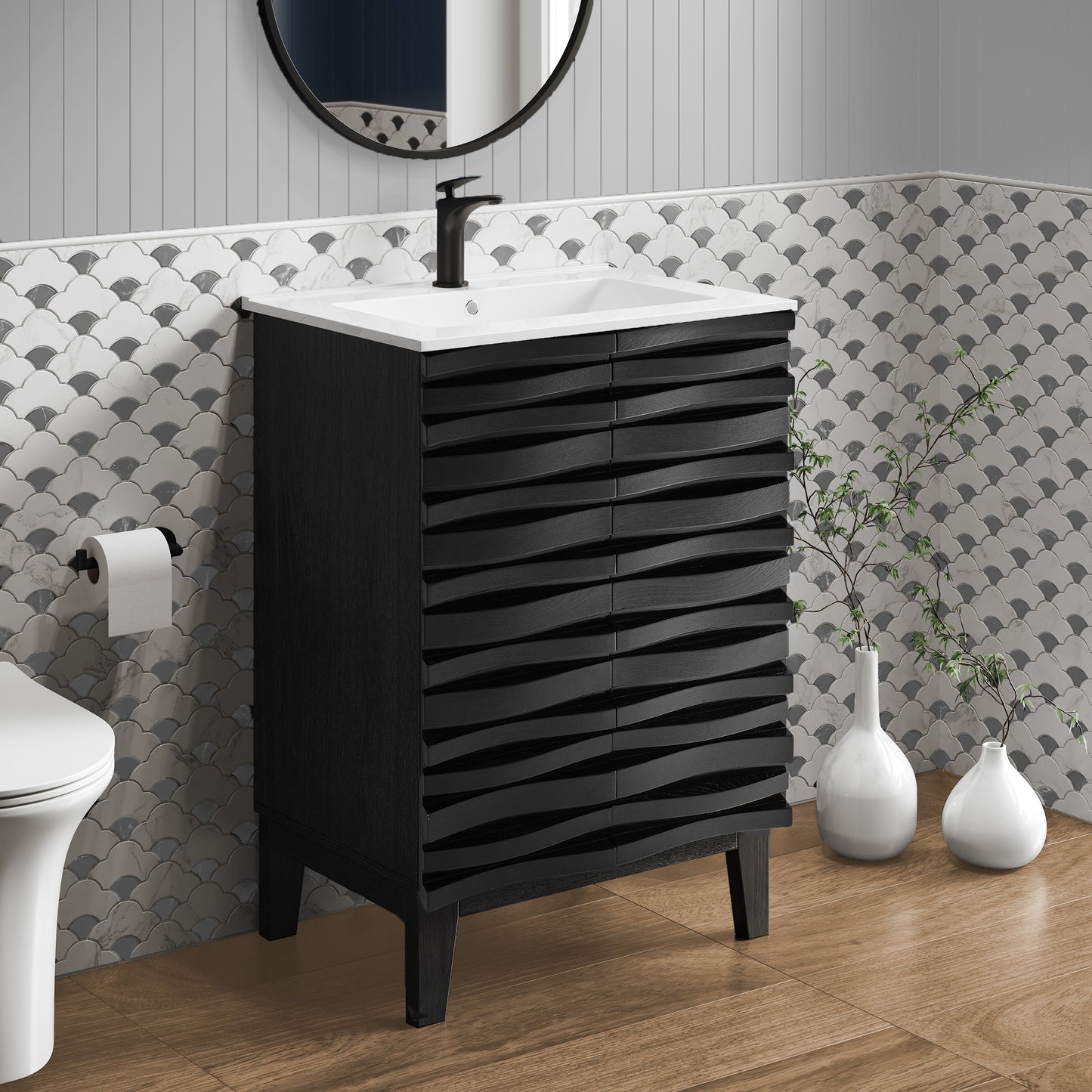 Swiss Madison, Cascade 24" Bathroom Vanity in Black