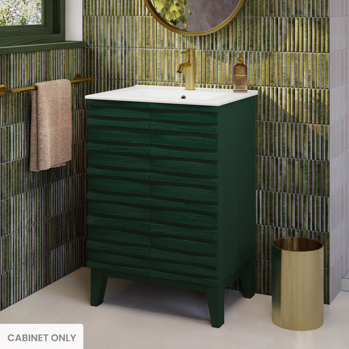 Swiss Madison Cascade 24-inch freestanding bathroom vanity in Green Oak