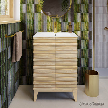 Swiss Madison, Cascade 24" Bathroom Vanity in Natural Oak