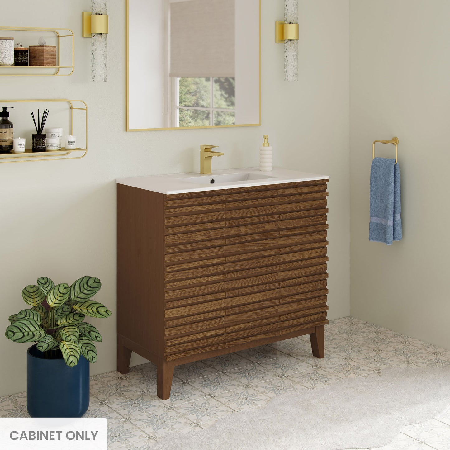 Swiss Madison, Cascade 36'' Bathroom Vanity in Brown Oak - Cabinet