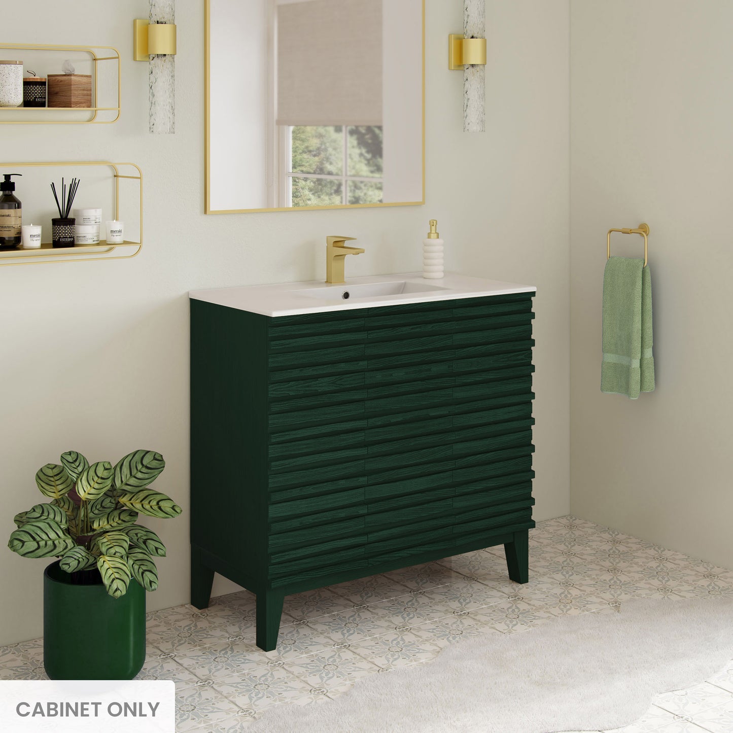 Swiss Madison Cascade 36-inch freestanding bathroom vanity in Green Oak