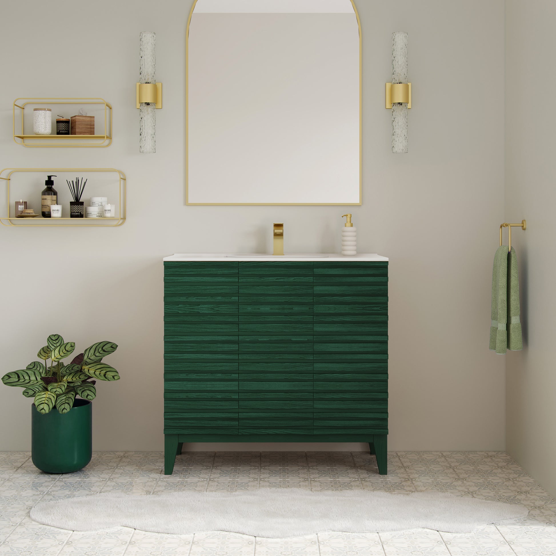 Swiss Madison Cascade 36-inch freestanding bathroom vanity in Green Oak — view 5