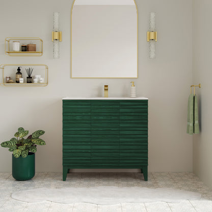Swiss Madison Cascade 36-inch freestanding bathroom vanity in Green Oak — view 5