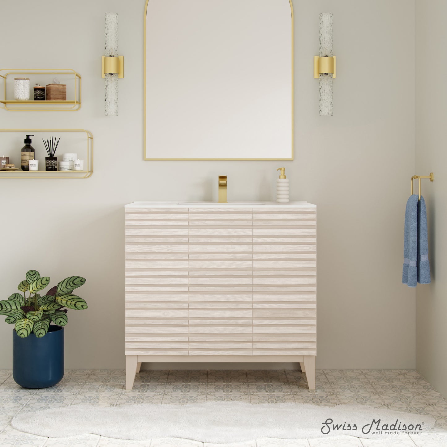 Swiss Madison, Cascade 36'' Bathroom Vanity in White