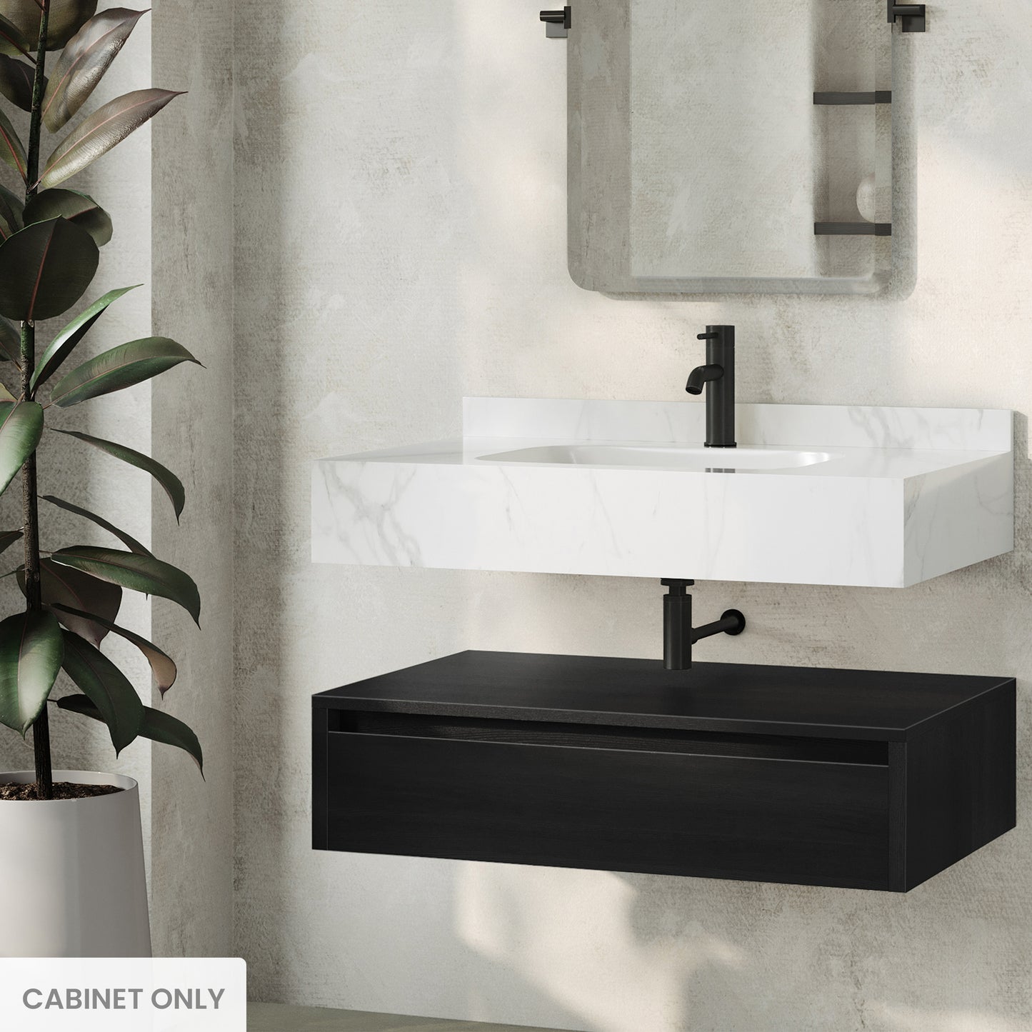 Swiss Madison, Avancer 36" Wall-Mounted Bathroom Vanity Cabinet without Top in Black Oak
