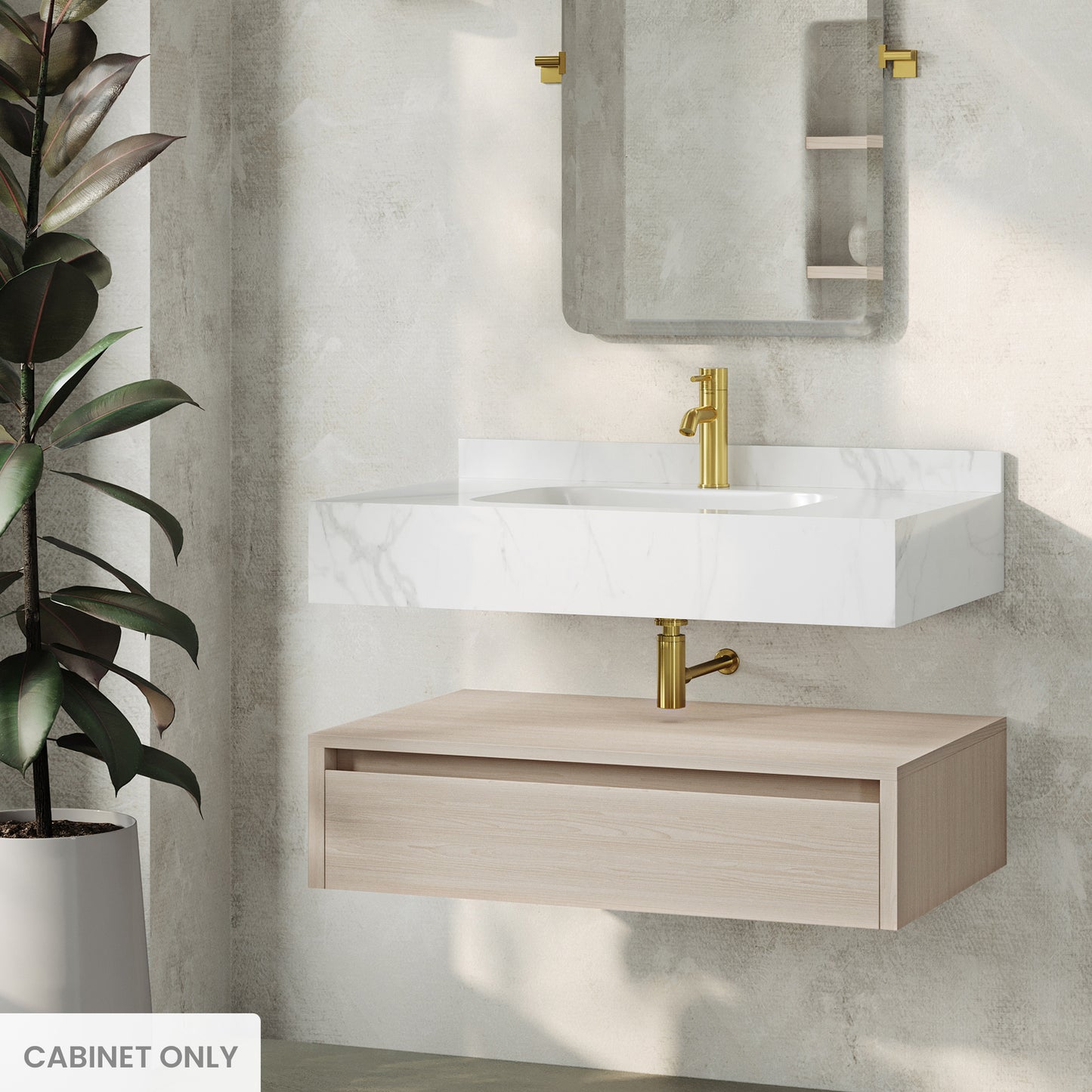Swiss Madison, Avancer 36" Wall-Mounted Bathroom Vanity Cabinet without Top in White Oak