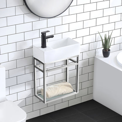 Swiss Madison, Pierre 19.5 Single, Open Shelf, Chrome Metal Frame Bathroom Vanity