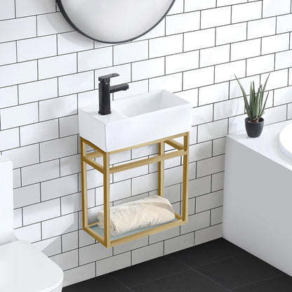 Swiss Madison, Pierre 19.5 Single, Open Shelf, Gold Metal Frame Bathroom Vanity