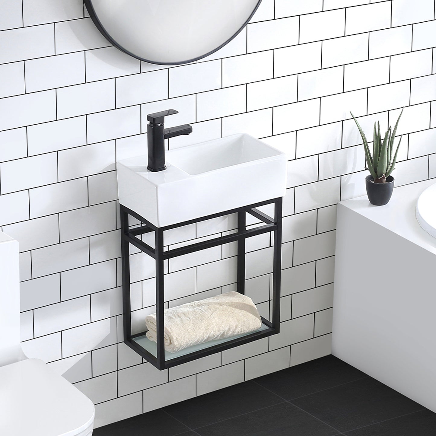Swiss Madison, Pierre 19.5 Single, Metal Frame, Open Shelf, Bathroom Vanity