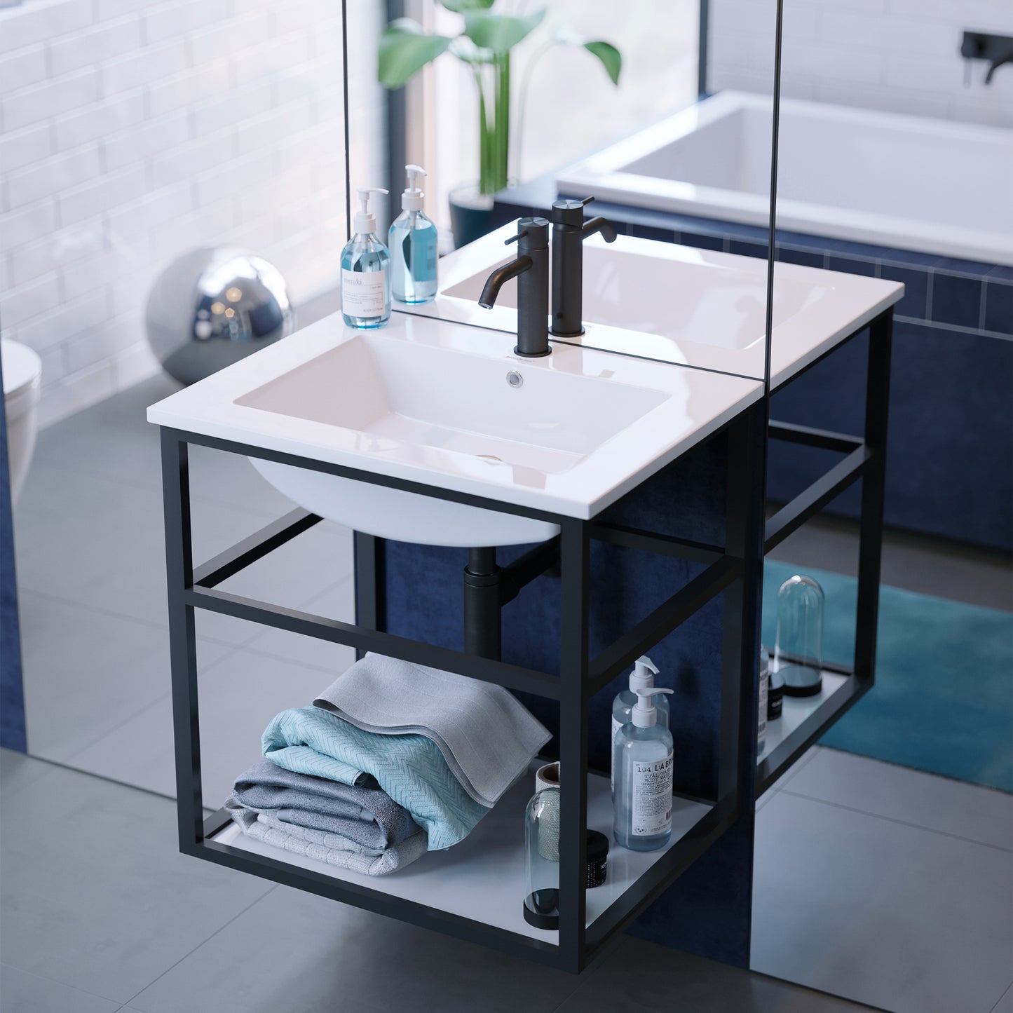Swiss Madison, Pierre 24 Single, Metal Frame, Open Shelf, Bathroom Vanity
