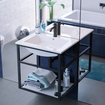 Swiss Madison, Pierre 24 Single, Metal Frame, Open Shelf, Bathroom Vanity