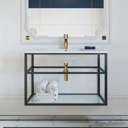 Swiss Madison, Pierre 36 Single, Metal Frame, Open Shelf, Bathroom Vanity