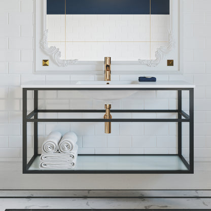 Swiss Madison, Pierre 48 Single, Metal Frame, Open Shelf, Bathroom Vanity