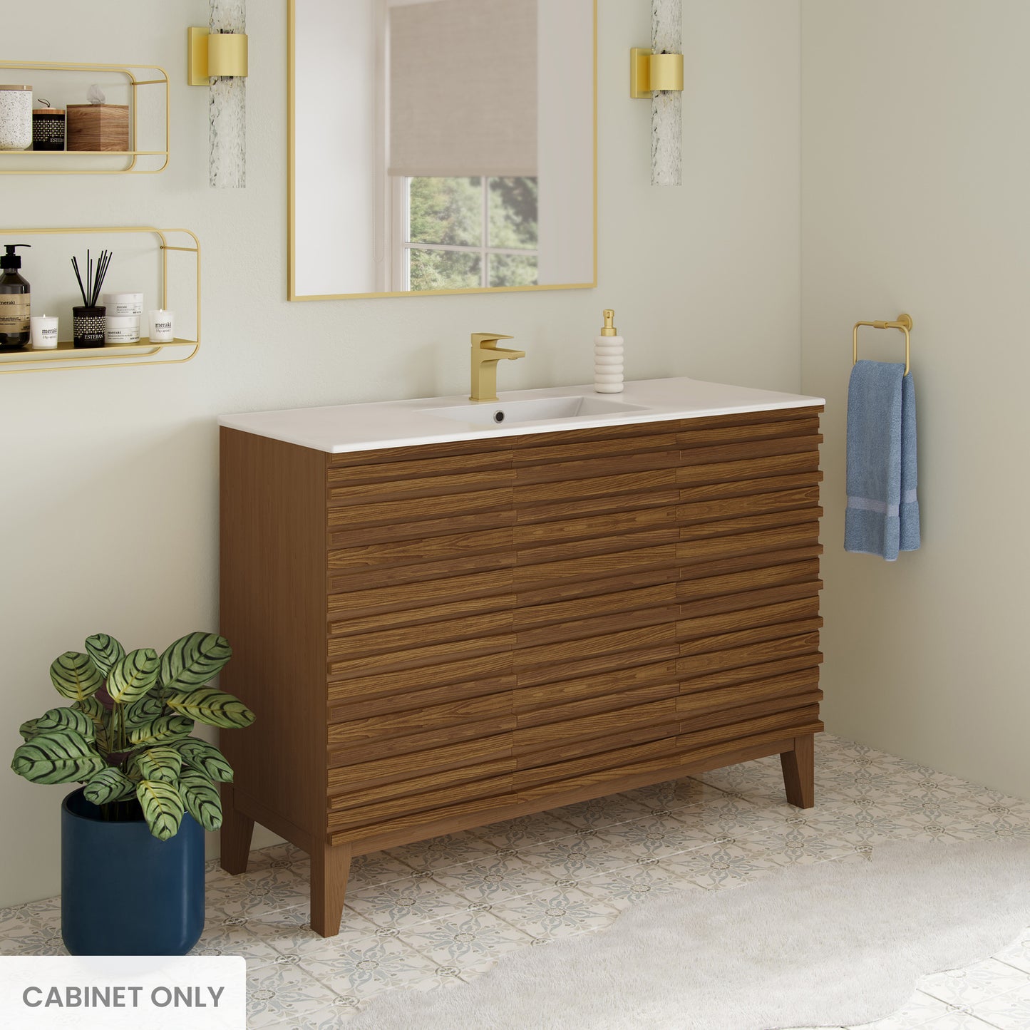 Swiss Madison, Cascade 48'' Bathroom Vanity in Brown Oak- Cabinet Only