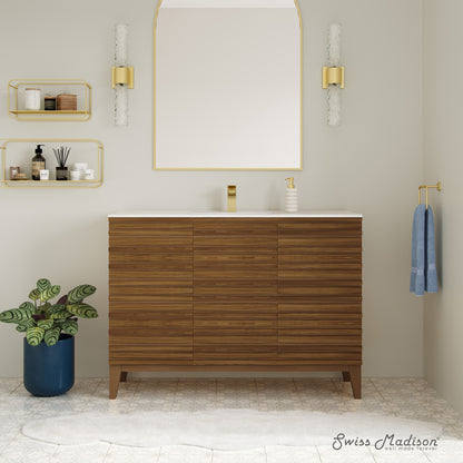 Swiss Madison Cascade 48-inch bathroom vanity in Brown Oak — view 4