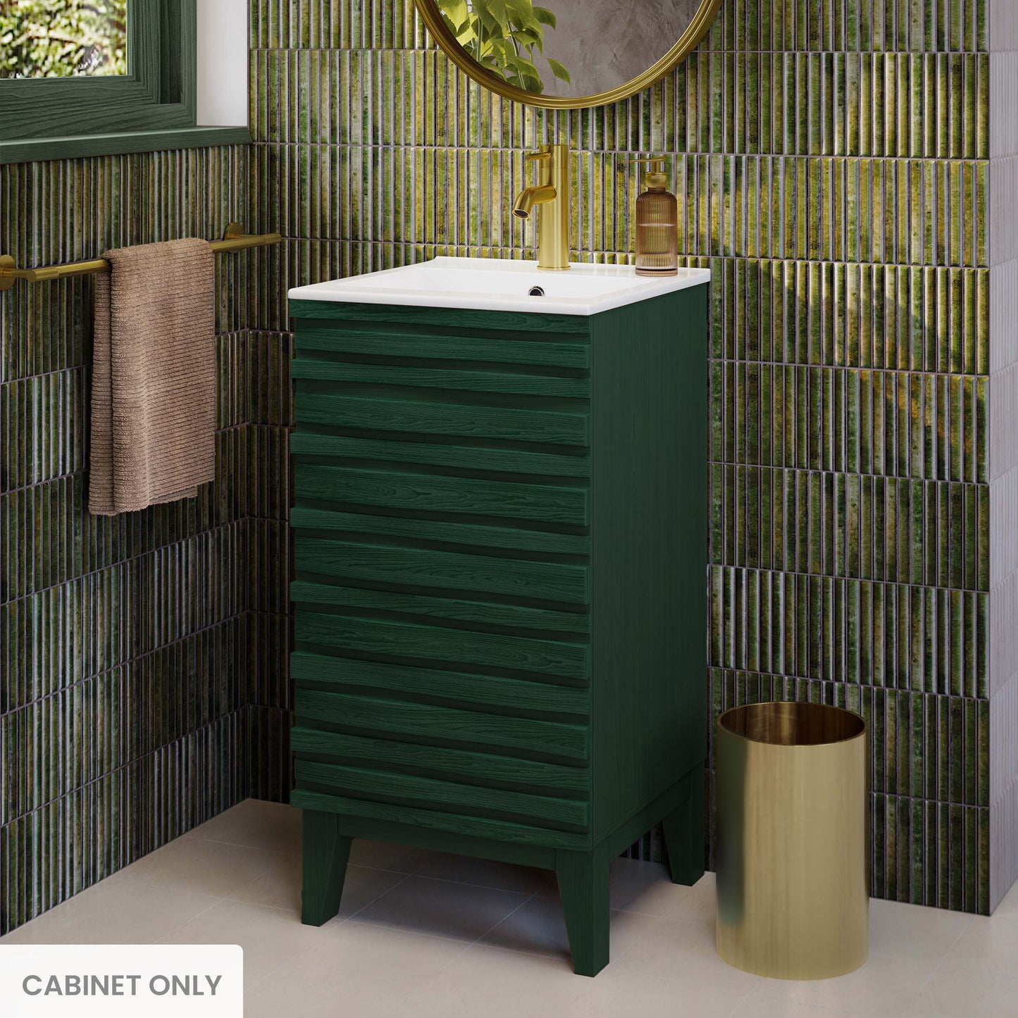 Swiss Madison, Cascade 18" Freestanding Bathroom Vanity Cabinet without Top in Green Oak