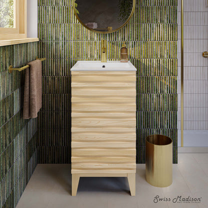 Swiss Madison, Cascade 18" Bathroom Vanity in Natural Oak