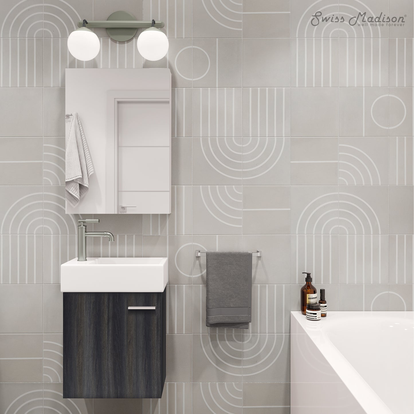 Swiss Madison, Colmer 18 Single, Black Walnut, One Cabinet, Bathroom Vanity