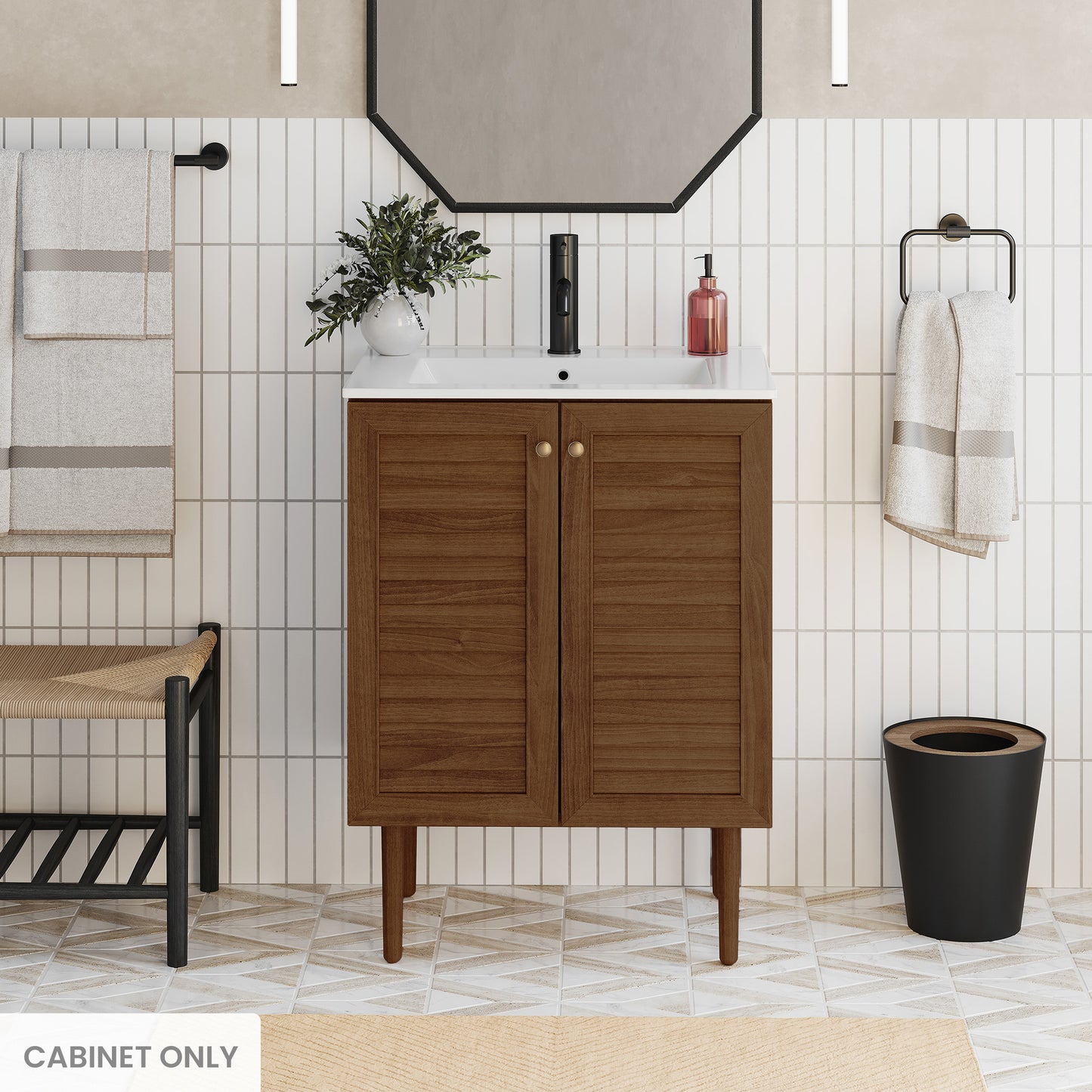 Swiss Madison, Bron 24" Freestanding Bathroom Vanity Cabinet without Top in Brown Oak
