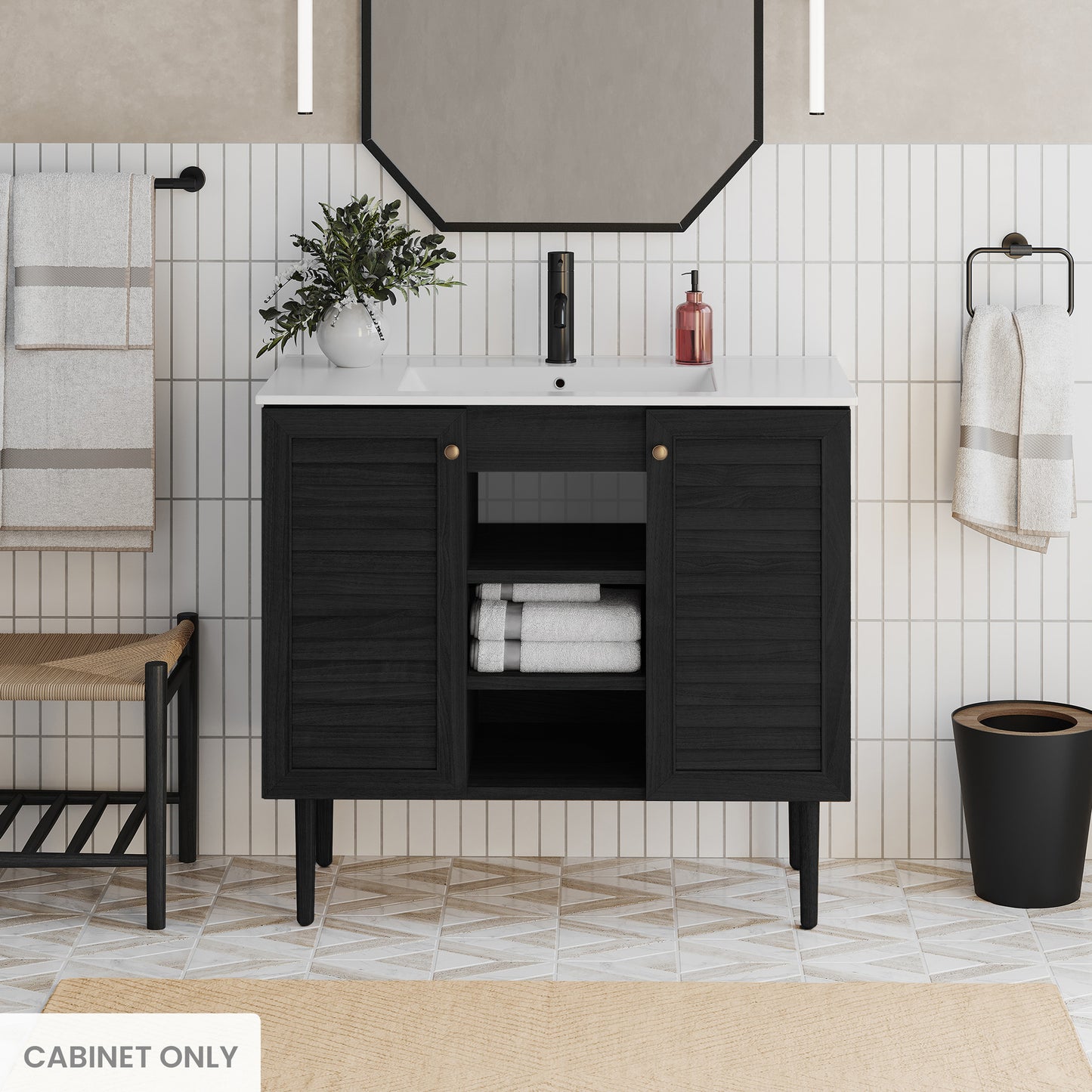 Swiss Madison, Bron 36" Freestanding Bathroom Vanity Cabinet without Top in Black Oak
