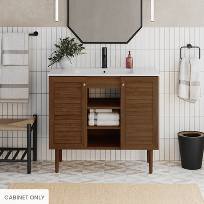 Swiss Madison Bron 36-inch freestanding bathroom vanity in Brown Oak — view 2