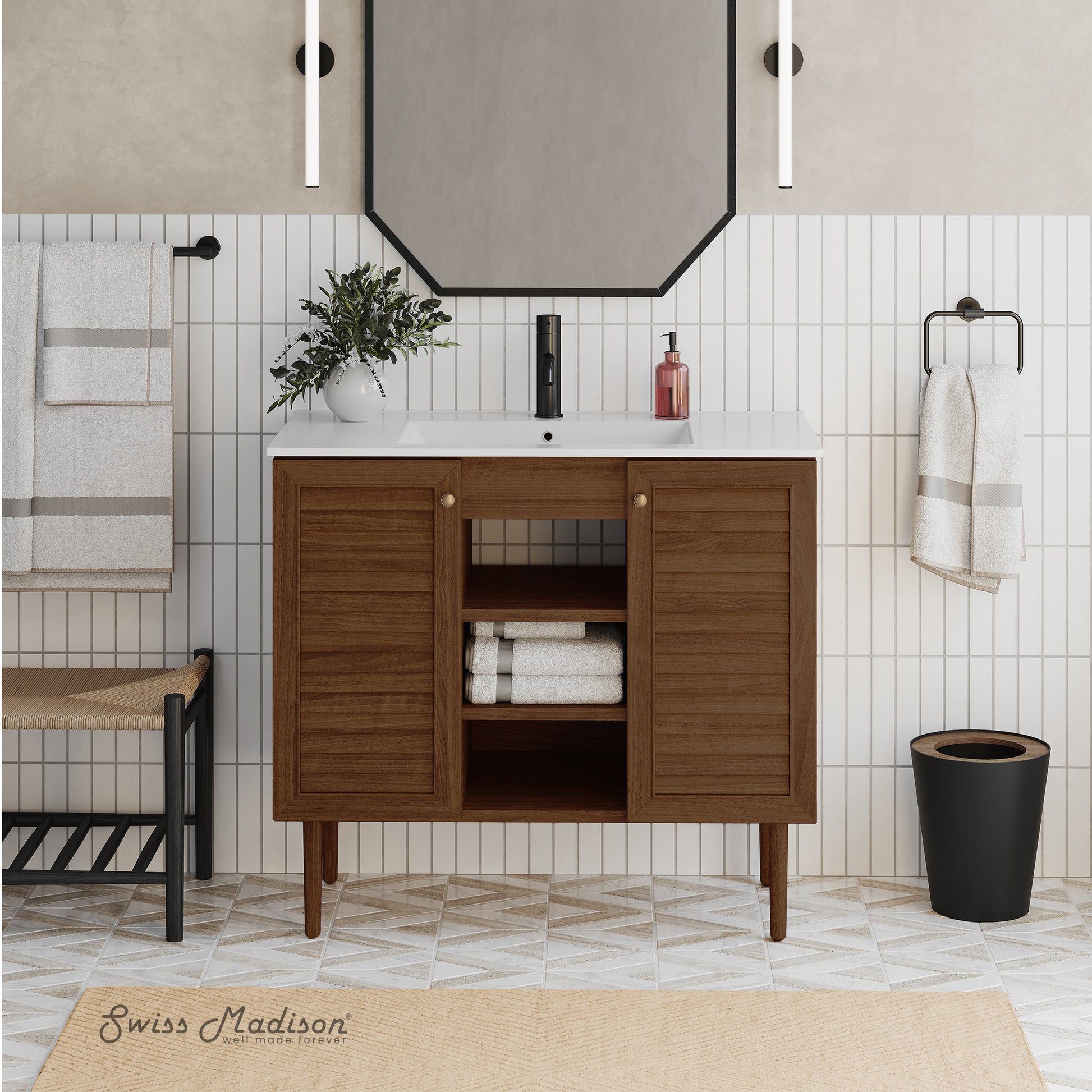 Swiss Madison Bron 36-inch freestanding bathroom vanity in Brown Oak — view 5