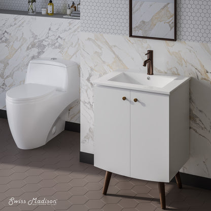 Swiss Madison, Manoir 24" Freestanding Bathroom Vanity in White with Sink Top