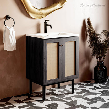 Swiss Madison, Classe 24" Freestanding Bathroom Vanity in Black Oak with Sink Top