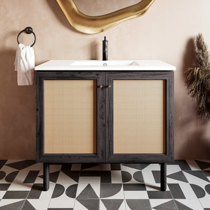 Swiss Madison, Classe 36" Freestanding Bathroom Vanity in Black Oak with Sink Top
