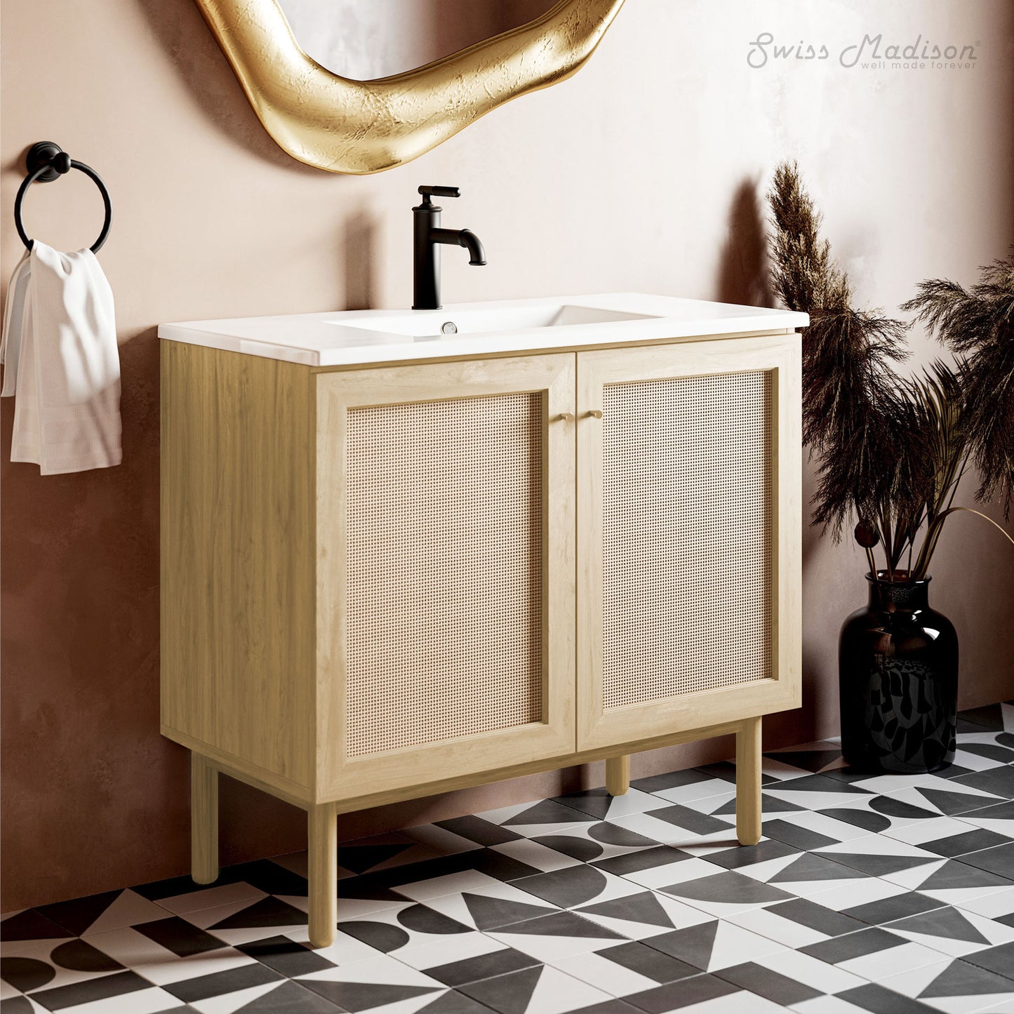 Swiss Madison Classe 36-inch freestanding bathroom vanity in Natural Oak — view 5