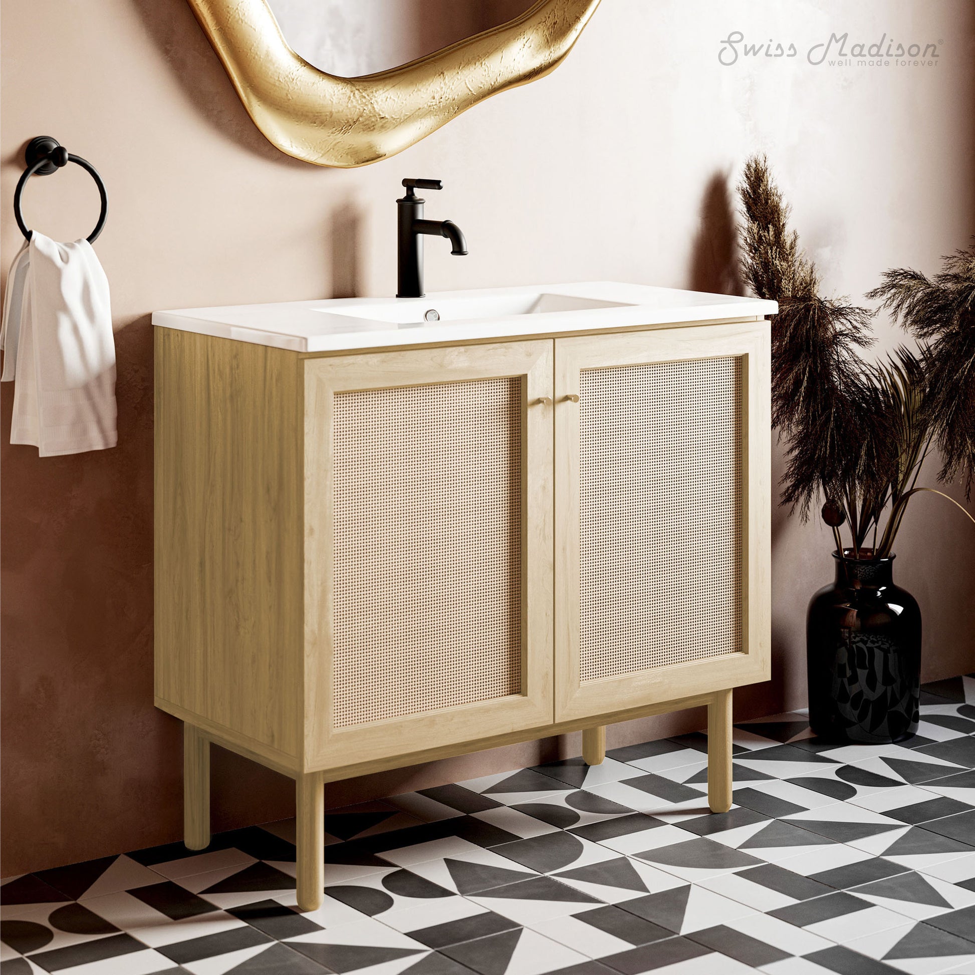 Swiss Madison Classe 36-inch freestanding bathroom vanity in Natural Oak — view 5