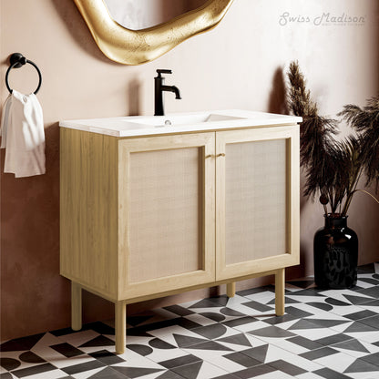 Swiss Madison Classe 36-inch freestanding bathroom vanity in Natural Oak — view 5