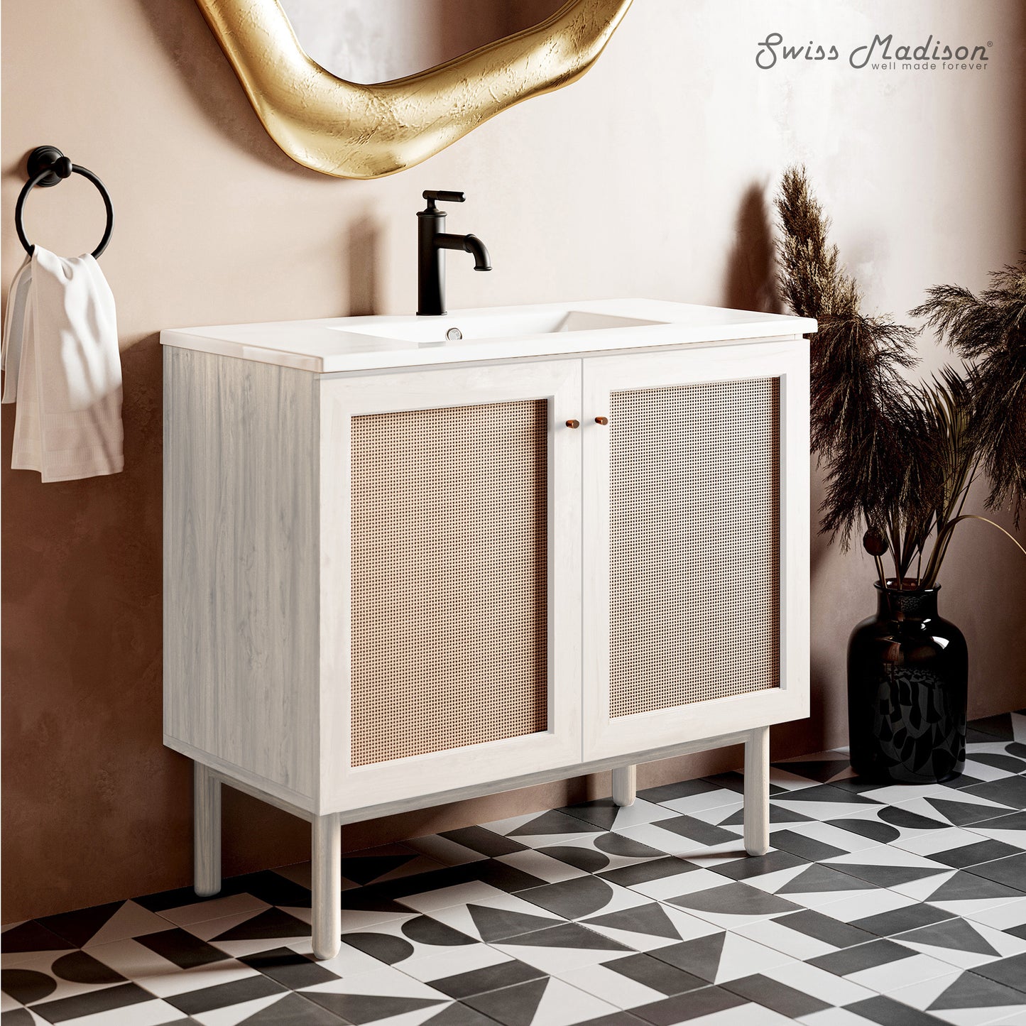 Swiss Madison, Classe 36" Freestanding Bathroom Vanity in White Oak with Sink Top