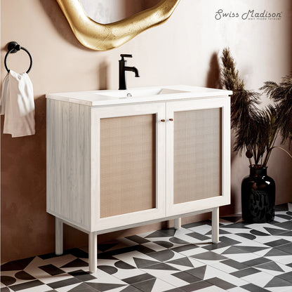 Swiss Madison, Classe 36" Freestanding Bathroom Vanity in White Oak with Sink Top