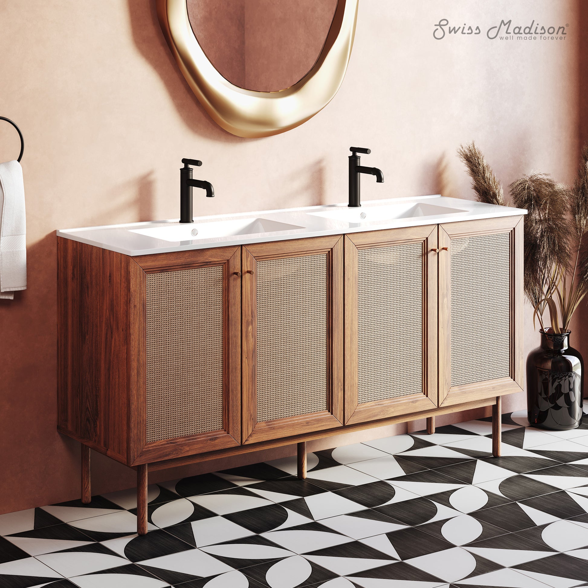 Swiss Madison Classe 60-inch freestanding bathroom vanity in Golden Oak — view 6