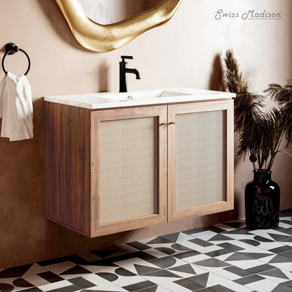 Swiss Madison, Classe 36" Wall-Mounted Bathroom Vanity in Oak