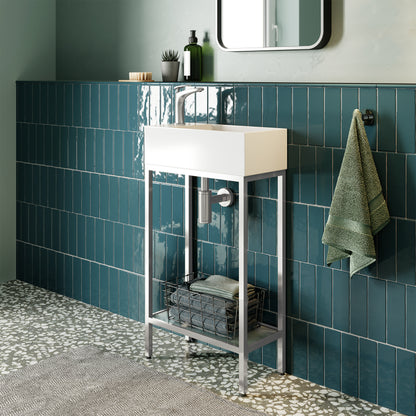 Swiss Madison, Pierre 19.5 Single, Freestanding, Open Shelf, Chrome Metal Frame Bathroom Vanity