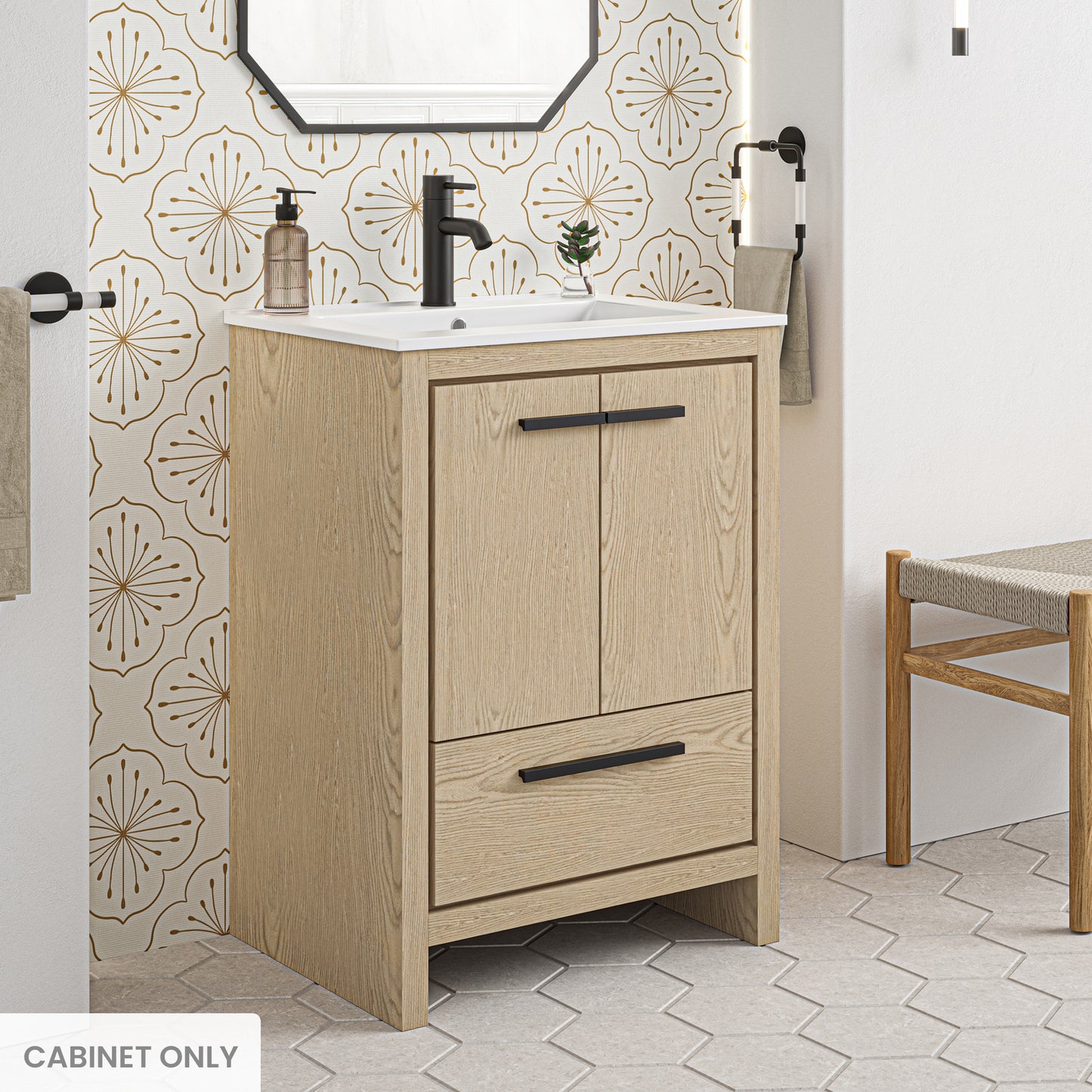Swiss Madison, Virage 24 Freestanding, Bathroom Vanity in Natural Oak Cabinet Only