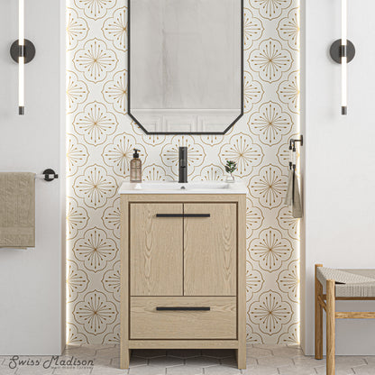 Swiss Madison, Virage 24 Freestanding, Bathroom Vanity in Natural Oak