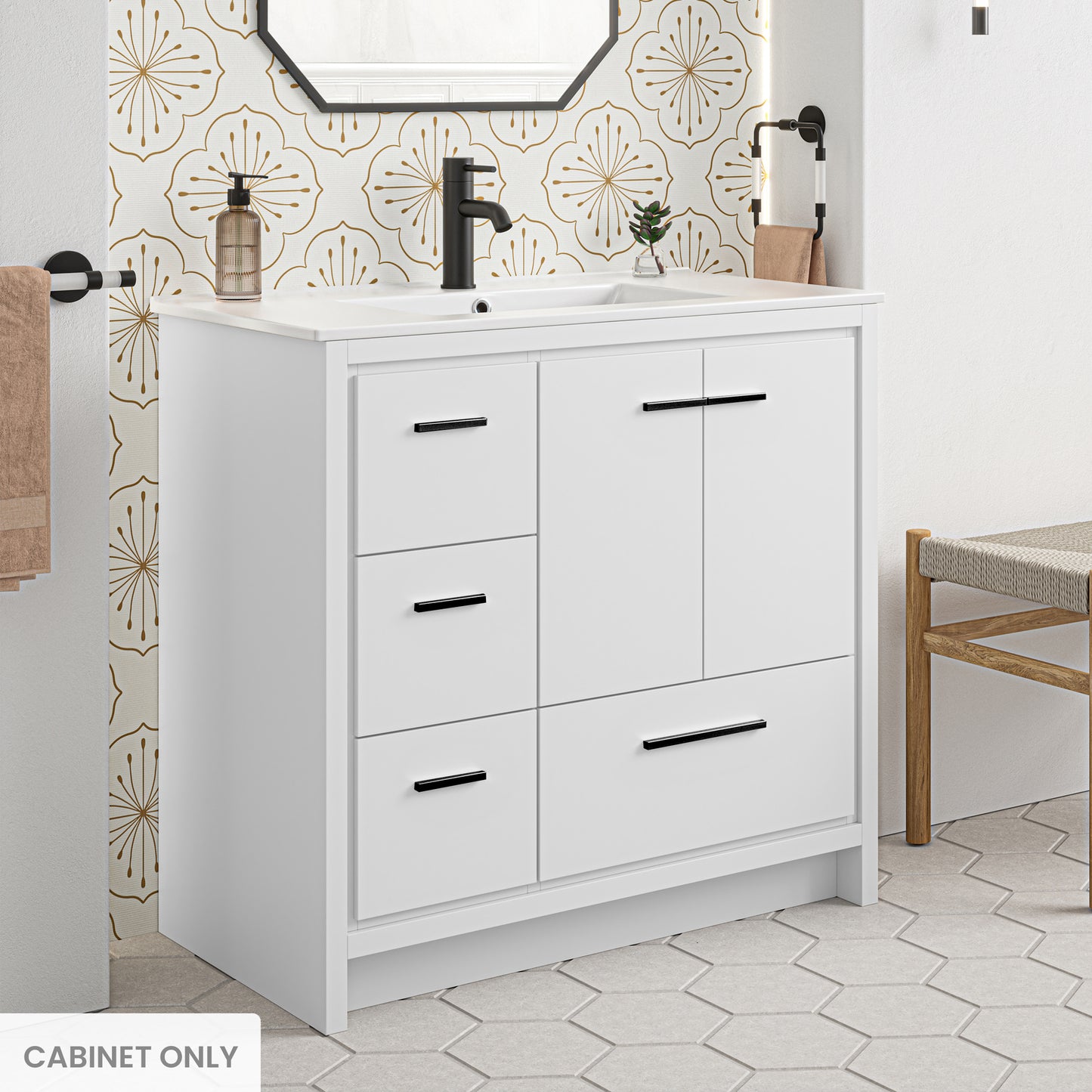 Swiss Madison, Virage 36 Freestanding, Bathroom Vanity in Glossy White - Cabinet